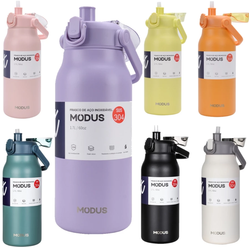 Botella térmica de viaje de acero inoxidable 1700 ml con aislamiento al vacío