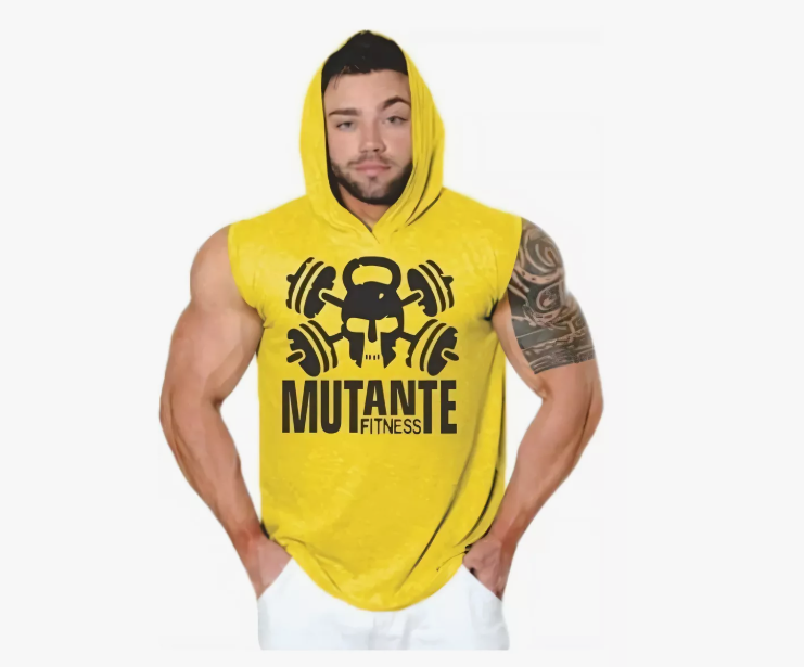 Camiseta de Tirantes Plus Size Masculina con Capucha