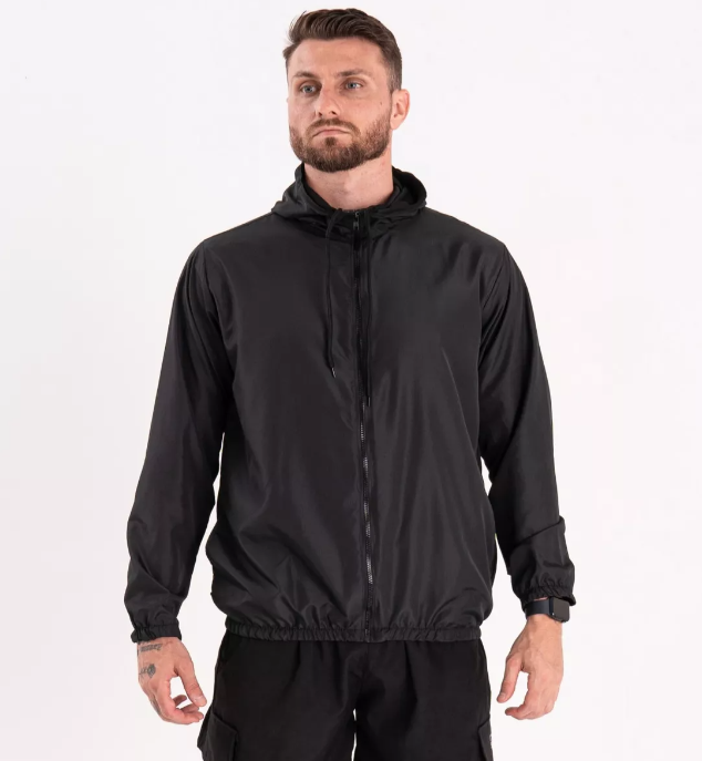 Chaqueta Corta Viento Masculina Forrada con Capucha