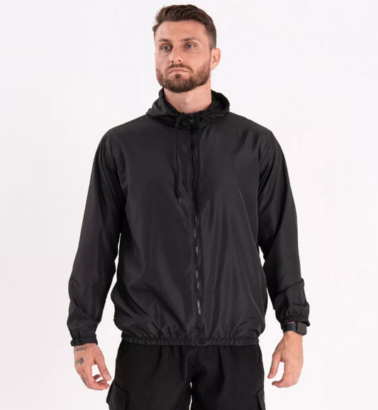 Chaqueta Corta Viento Masculina Forrada con Capucha