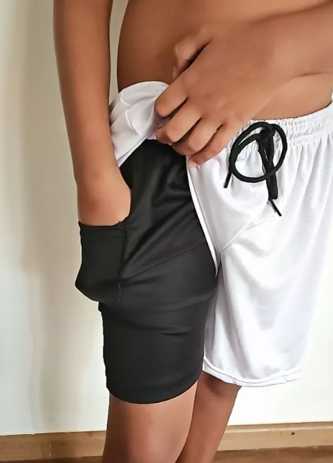 Shorts 2 en 1 Dry Doble Pantalón Deportivo Masculino para Entrenamiento y Running con Elastano